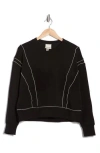Industry Republic Clothing Piped Scuba Sweatshirt In Black/white