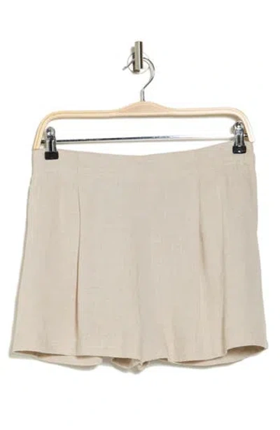 Industry Republic Clothing Pleated Linen Blend Shorts In Khaki