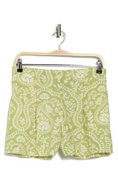 Industry Republic Clothing Pleated Linen Blend Shorts In Magnified Paisley