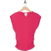 Industry Republic Clothing Ruched Side Ribbed Muscle Tank In Pink