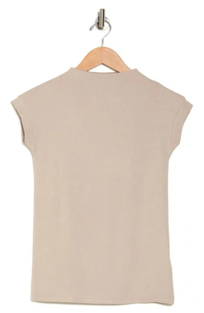 Industry Republic Clothing Shrunken Mock Neck Rib Top In Beige