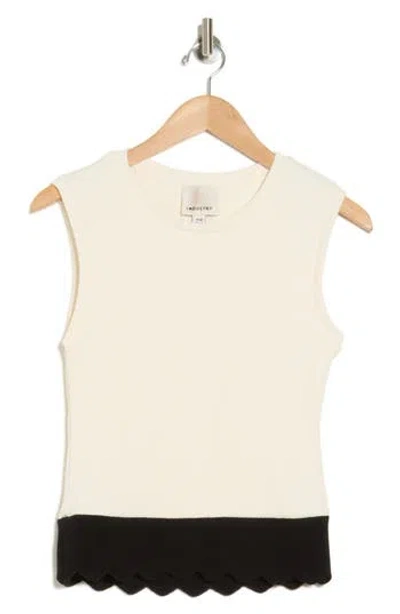 Industry Republic Clothing Sleeveless Scallop Hem Sweater Top In Ivory/black