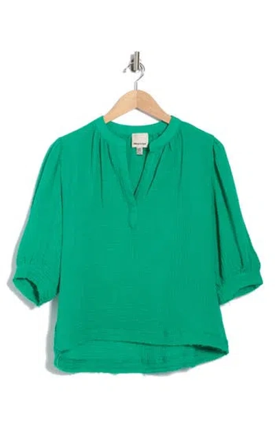Industry Republic Clothing Split Neck Puff Sleeve Top