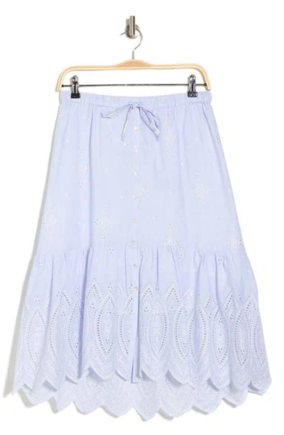 Industry Republic Clothing Stripe Cotton Eyelet Skirt In Mini Blue Stripe