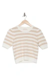 Industry Republic Clothing Stripe Pointelle Sweater In Khaki/white