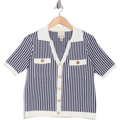 Industry Republic Clothing Stripe Short Sleeve Polo Cardigan