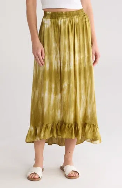 Industry Republic Clothing Tie Dye Maxi Skirt In Soft Green Natural Tie Dye