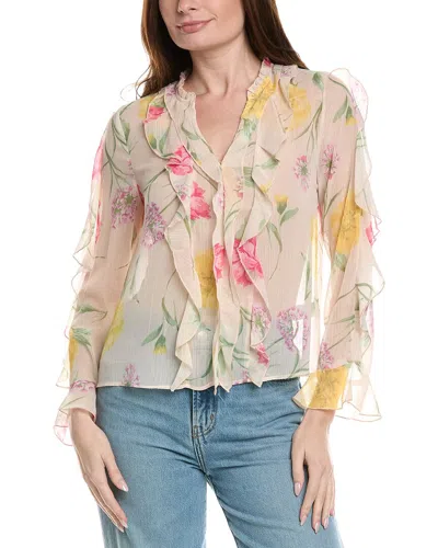 Industry Ruffle Printed Sheer Blouse In Multi