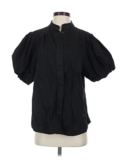 Pre-owned Industry Short Sleeve Blouse In Black