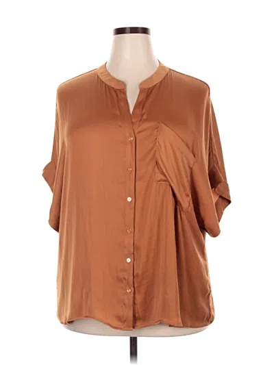 Pre-owned Industry Short Sleeve Blouse In Brown