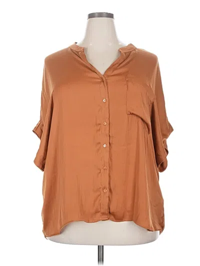 Pre-owned Industry Short Sleeve Blouse In Brown