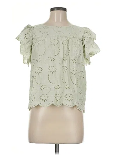 Pre-owned Industry Short Sleeve Blouse In Green