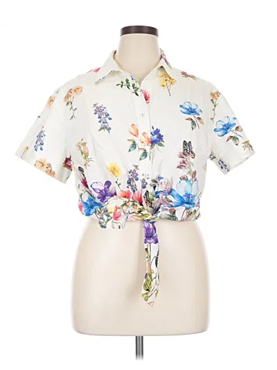 Pre-owned Industry Short Sleeve Blouse In Ivory