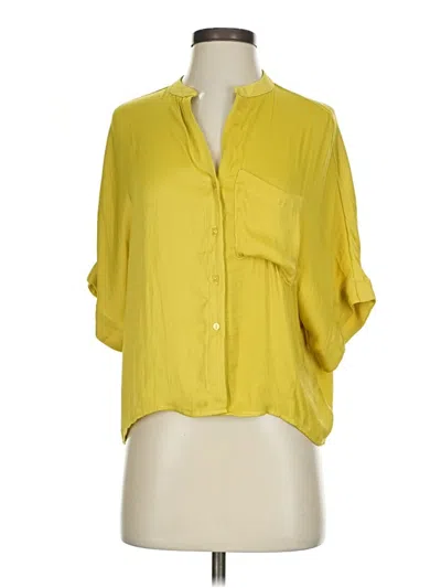 Pre-owned Industry Short Sleeve Blouse In Yellow