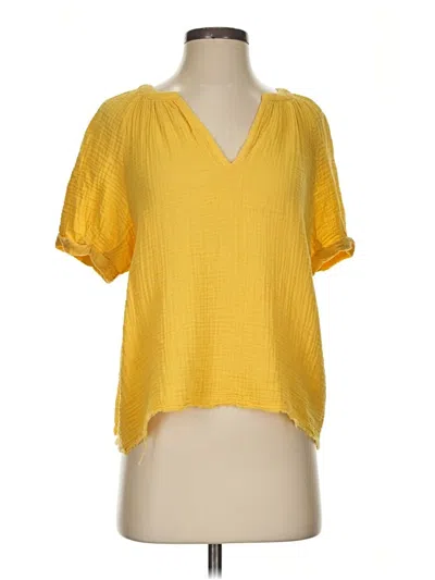 Pre-owned Industry Short Sleeve Blouse In Yellow