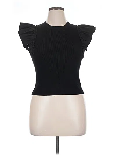Pre-owned Industry Short Sleeve Top Black Keyhole Neckline Tops