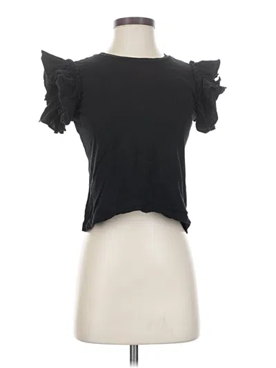 Pre-owned Industry Short Sleeve Top Black Ruffles Neckline Tops