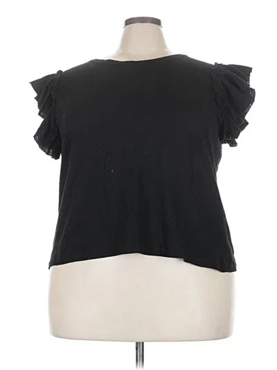 Pre-owned Industry Short Sleeve Top Black Ruffles Neckline Tops