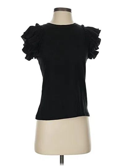 Industry Short Sleeve Top Black Ruffles Neckline Tops
