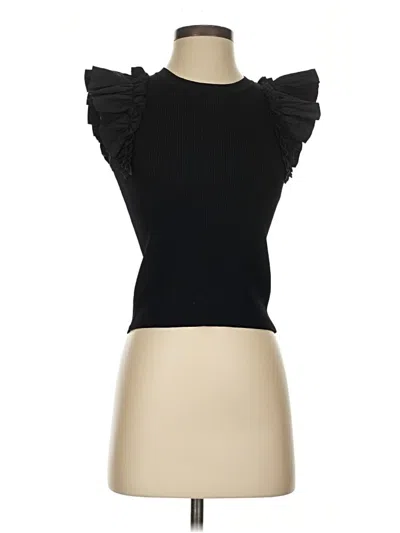 Pre-owned Industry Short Sleeve Top Black Ruffles Neckline Tops