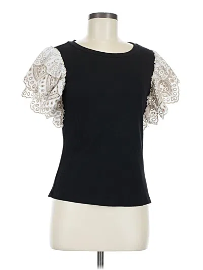 Pre-owned Industry Short Sleeve Top Black Sweetheart Neckline Tops