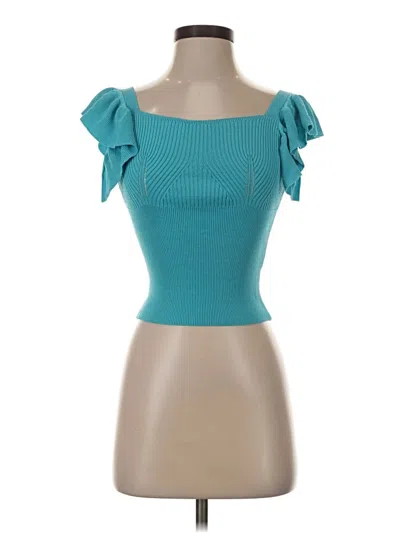Pre-owned Industry Short Sleeve Top Teal Sweetheart Neckline Tops