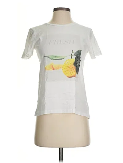 Pre-owned Industry Short Sleeve Top White Crew Neck Tops