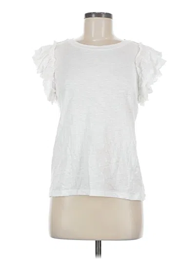 Pre-owned Industry Short Sleeve Top White Ruffles Neckline Tops