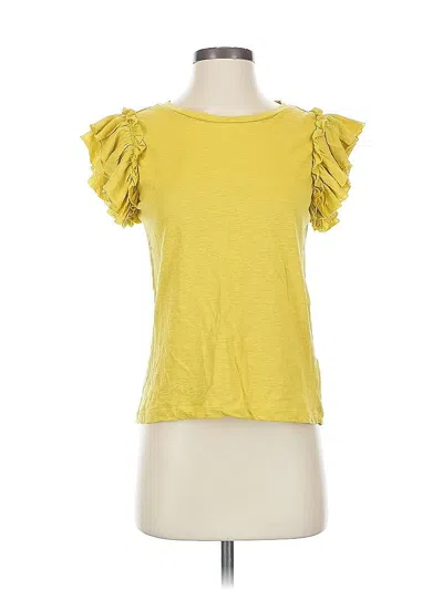 Pre-owned Industry Short Sleeve Top Yellow Ruffles Neckline Tops