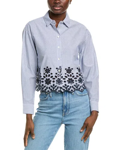 Industry Striped Embroidered Eyelet Shirt
