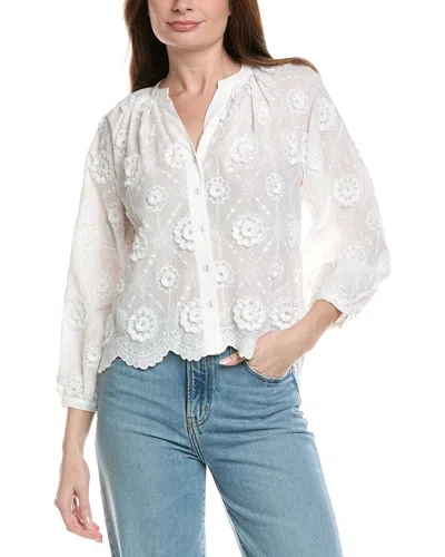 Industry V-neck Button-down Blouse In White