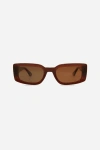 Indy Palm Rectangular Polarized Sunglasses In Brown