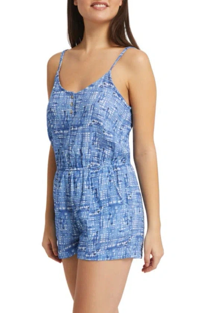 Inej Florence Cotton Pajama Romper In Navy Print