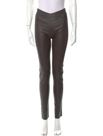 Pre-owned Inès & Maréchal Lamb Leather Skinny Leg Pants In Brown