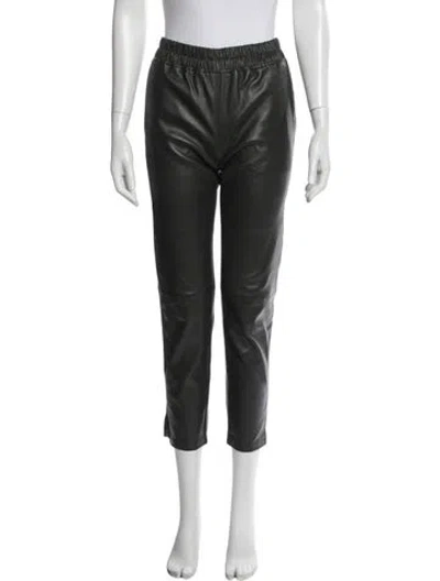 Pre-owned Inès & Maréchal Lamb Leather Skinny Leg Pants In Gray