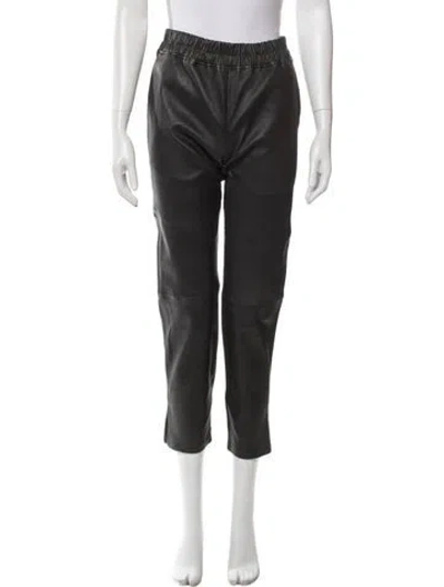 Pre-owned Inès & Maréchal Lamb Leather Straight Leg Pants In Black