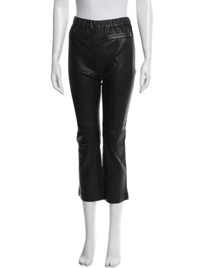 Pre-owned Inès & Maréchal Lamb Leather Straight Leg Pants In Black