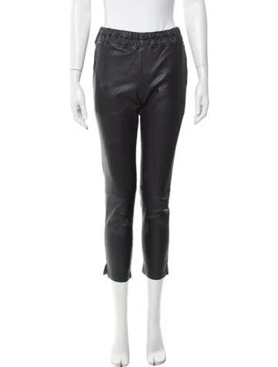 Pre-owned Inès & Maréchal Lamb Leather Straight Leg Pants In Black