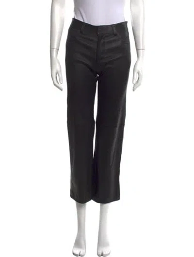 Pre-owned Inès & Maréchal Lamb Leather Straight Leg Pants In Black