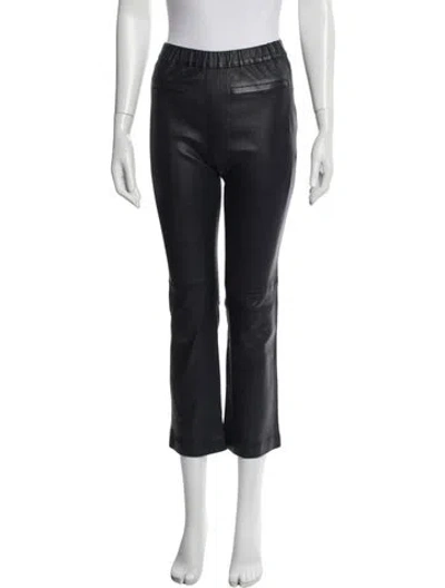 Pre-owned Inès & Maréchal Lamb Leather Straight Leg Pants In Blue