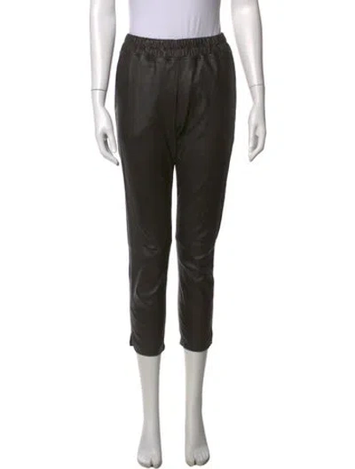 Pre-owned Inès & Maréchal Lamb Leather Straight Leg Pants In Blue