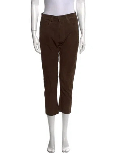 Pre-owned Inès & Maréchal Lamb Leather Straight Leg Pants In Brown