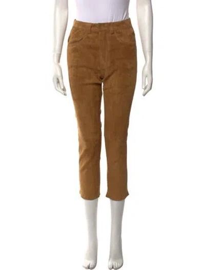 Pre-owned Inès & Maréchal Lamb Leather Straight Leg Pants In Brown