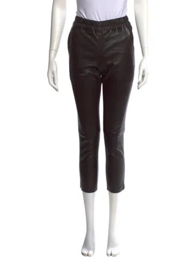 Pre-owned Inès & Maréchal Lamb Leather Straight Leg Pants In Brown