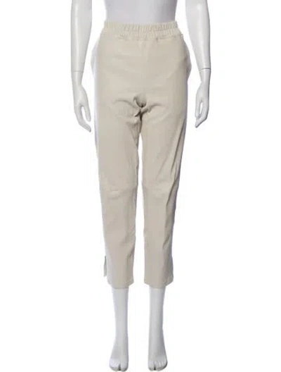 Pre-owned Inès & Maréchal Lamb Leather Straight Leg Pants In Neutral