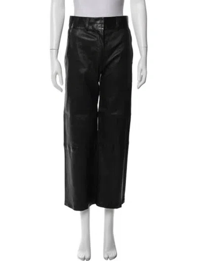 Pre-owned Inès & Maréchal Lamb Leather Wide Leg Pants In Black