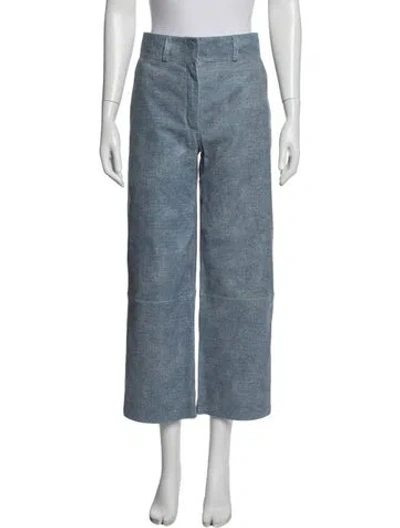 Pre-owned Inès & Maréchal Lamb Leather Wide Leg Pants In Blue