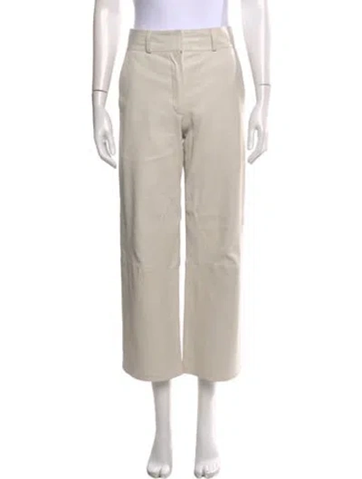 Pre-owned Inès & Maréchal Lamb Leather Wide Leg Pants In Neutral