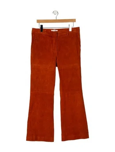 Pre-owned Inès & Maréchal Lamb Leather Wide Leg Pants In Orange