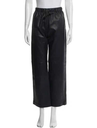 Pre-owned Inès & Maréchal Lamb Leather Wide Leg Pants W/ Tags In Black